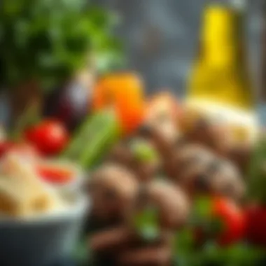 A vibrant display of fresh ingredients necessary for preparing raw meatballs