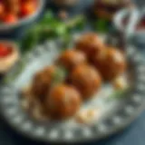 Traditional raw meatball dish served on a decorative plate with herbs