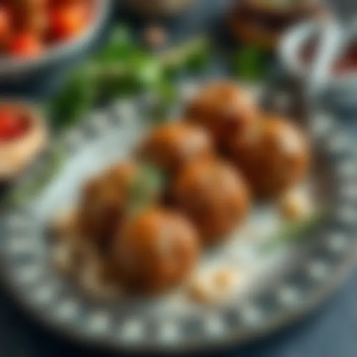 Traditional raw meatball dish served on a decorative plate with herbs