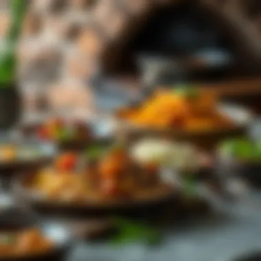 An assortment of healthy dishes prepared using the stone oven, emphasizing wellness