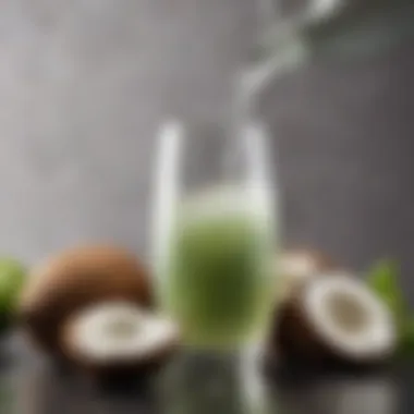 Coconut water being poured into a glass