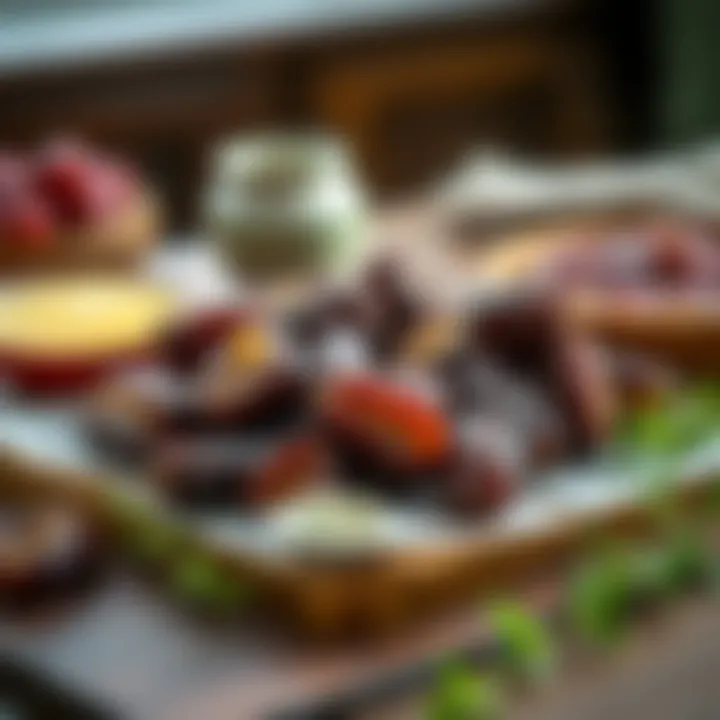 Delicious Dates Presentation Delicious dates on a wooden table