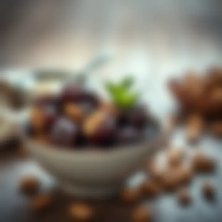 Healthy Bowl of Dates and Nuts A healthy bowl of dates with nuts