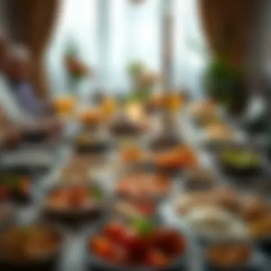 A beautifully arranged iftar table with various dishes