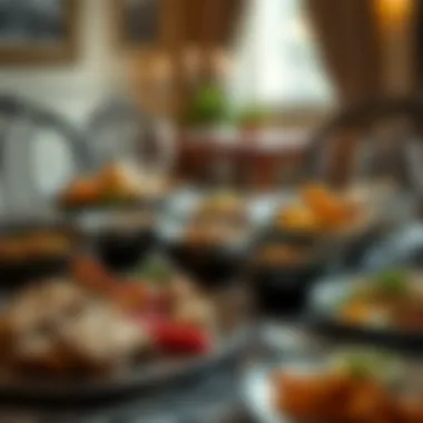 An elegant iftar table set with traditional dishes