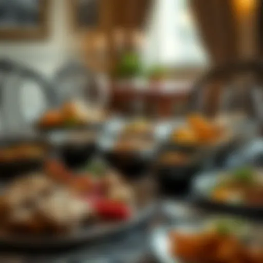 An elegant iftar table set with traditional dishes