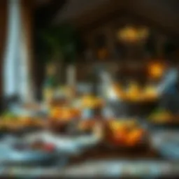 A beautifully arranged dining table for iftar with traditional foods