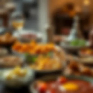 A close-up of traditional dishes served during iftar