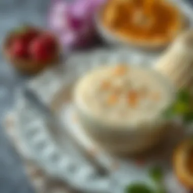 Garnishing Techniques for Semolina Helva Delicate garnish on semolina helva for enhanced presentation