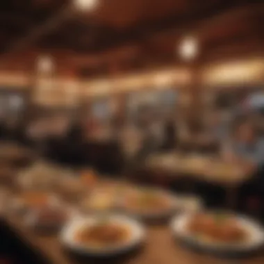 A lively atmosphere in a bustling Istanbul eatery during dinner time