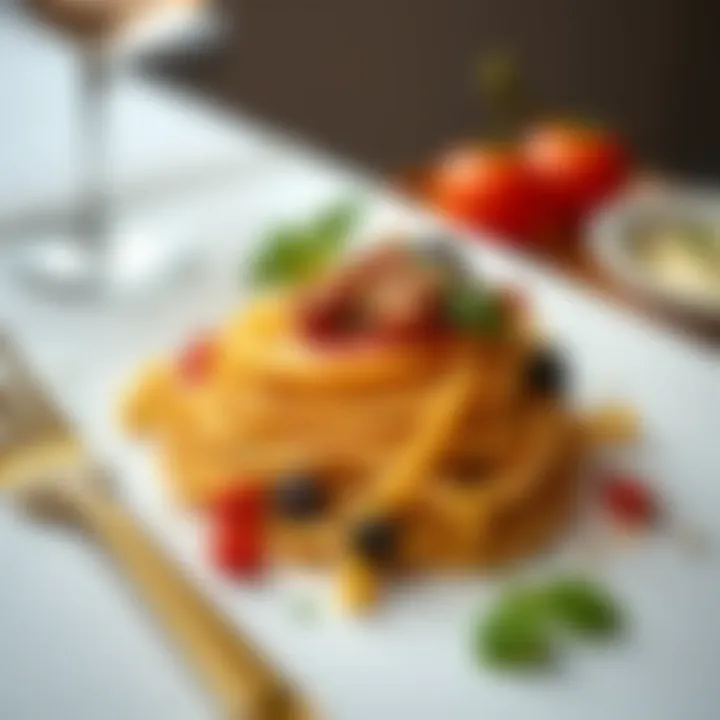 Artfully presented pasta dish showcasing culinary creativity