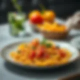 Delicious plate of pasta with fresh ingredients