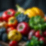 Fresh Produce for Digestive Health A vibrant assortment of fiber-rich fruits and vegetables