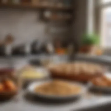 Ingredients for making kadayif dessert displayed on a kitchen counter