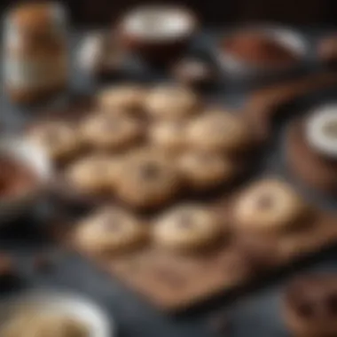 Ingredients for making chocolate coconut cookies ready on the table