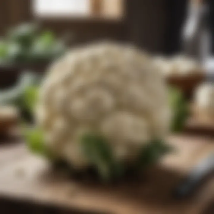 Fresh cauliflower on a wooden table