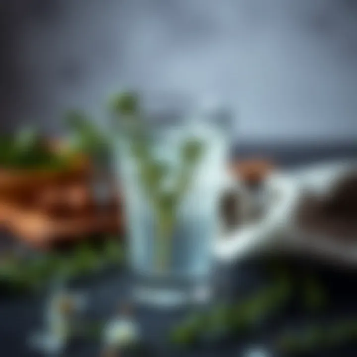 Refreshing Thyme Water A glass of thyme water with herbs around it