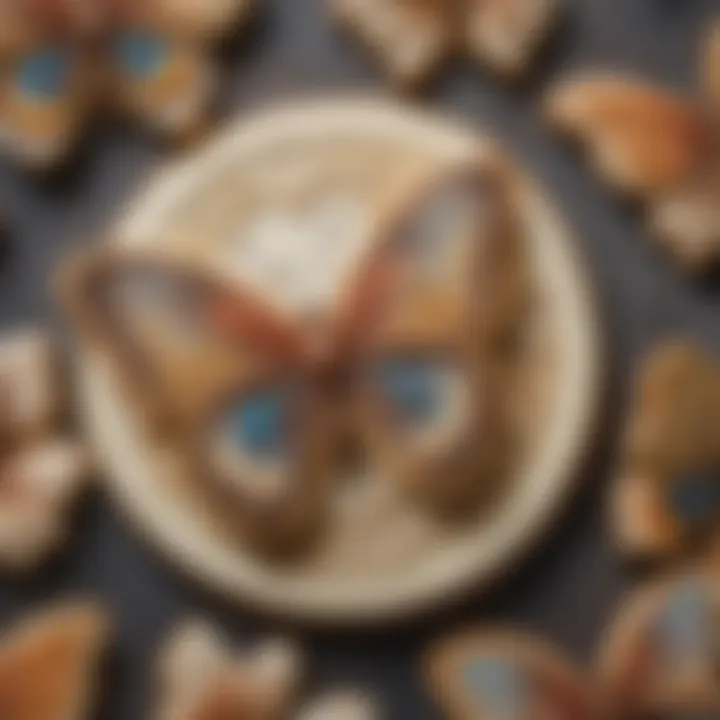 Close-up of a butterfly cookie highlighting unique embellishments and textures