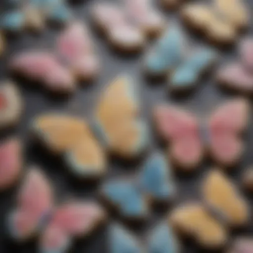 A beautifully decorated butterfly cookie showcasing intricate icing patterns