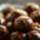A close-up view of roasted chestnuts showcasing their shiny exterior