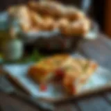 Delicious kıymalı pide served on a wooden table