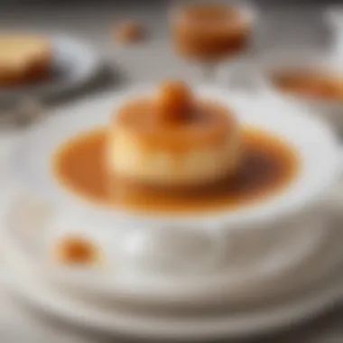 Elegant dessert presentation of crème caramel