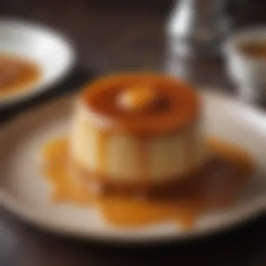 Final dish of crème caramel with caramel glaze