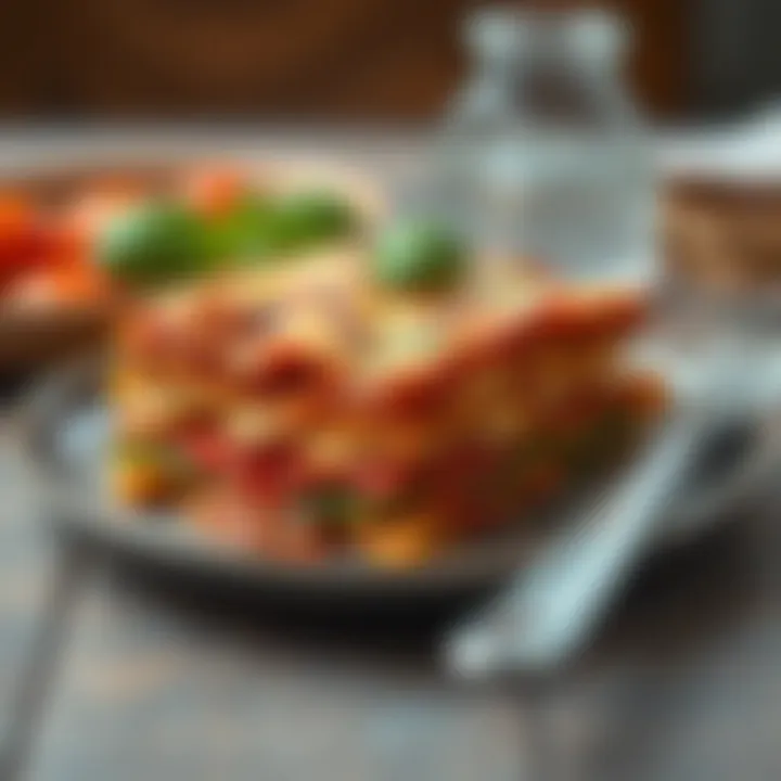 Layers of lasagna with fresh ingredients