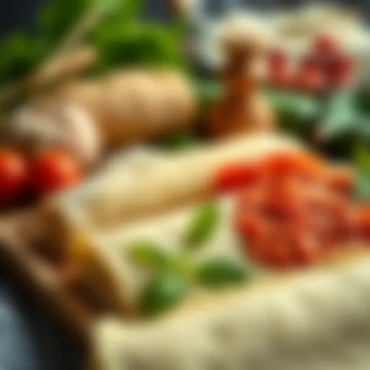 Ingredients for lasagna dough arranged neatly