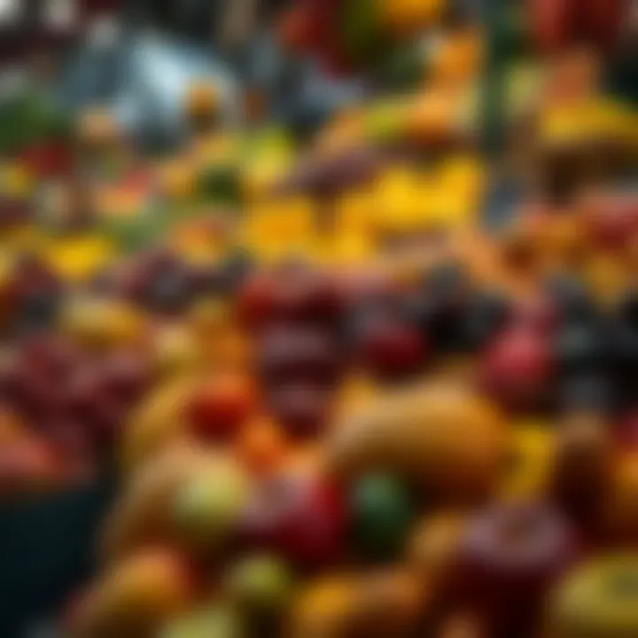 Colorful fruits arranged in a market
