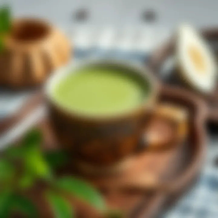 Refreshing matcha tea in a traditional cup