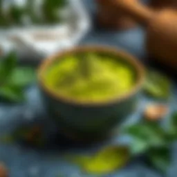 Vibrant green matcha powder in a bowl