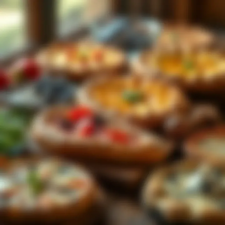 Varieties of Ordu Pide on a Wooden Table An assortment of Ordu Pide varieties arranged artistically on a wooden table