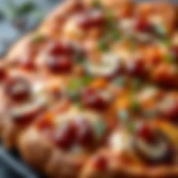 Crispy Edges and Rich Toppings of Ordu Pide A close-up of a freshly baked Ordu Pide, showcasing its crispy edges and rich toppings