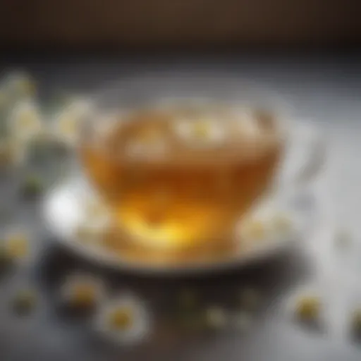 A serene cup of chamomile tea showcasing its calming color.