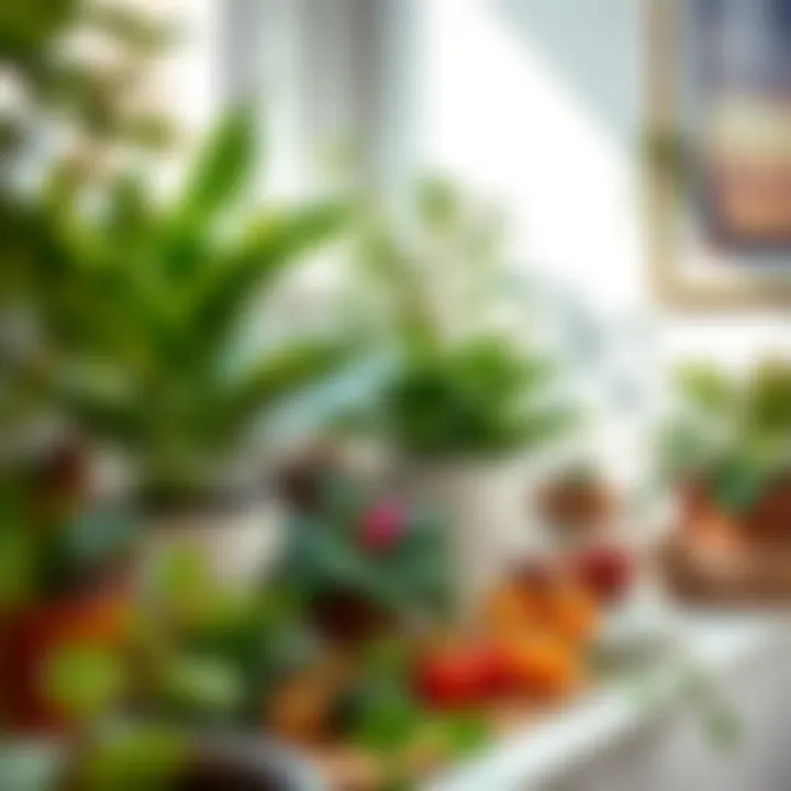 Healthy Lifestyle with Potted Plants A peaceful corner with potted plants contributing to a healthy lifestyle