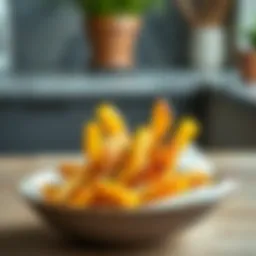 Golden and crispy air-fried potatoes served in a bowl