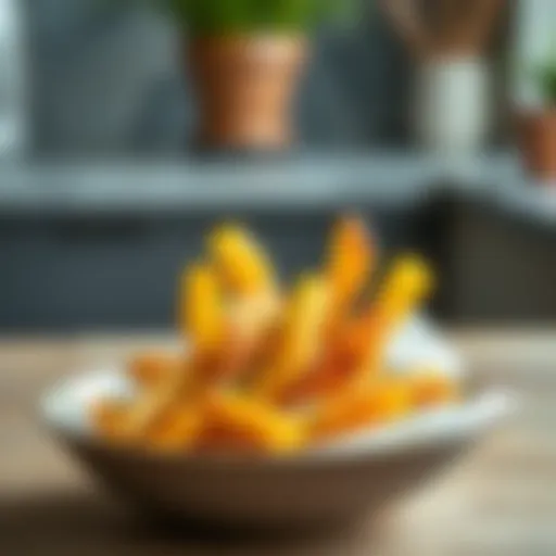 Golden and crispy air-fried potatoes served in a bowl