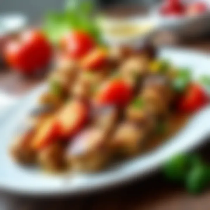 Deliciously Plated Çağ Kebab A close-up of deliciously plated çağ kebabı with garnishes