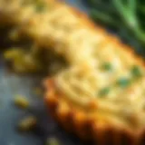 A traditional Bosnian pie showcasing green leeks and flaky pastry