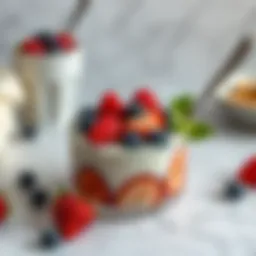 A bowl of protein yogurt topped with fresh berries