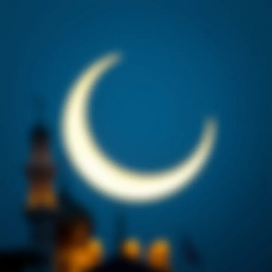 The crescent moon symbolizing the beginning of Ramadan