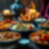 Beautiful arrangement of traditional Ramadan dishes for Iftar