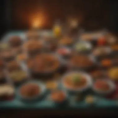 A table set with traditional dishes for iftar