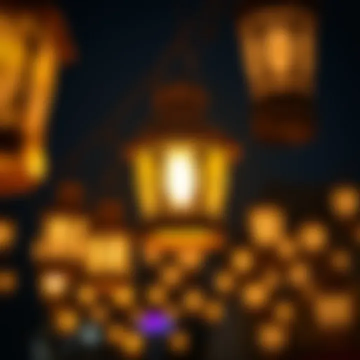 Traditional Ramadan lanterns illuminating a night scene