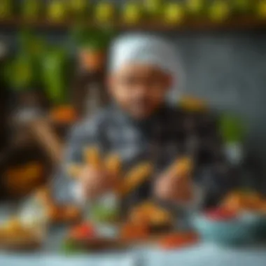 High-Quality Iftar Ingredients A culinary expert presenting high-quality ingredients for the iftar menu.