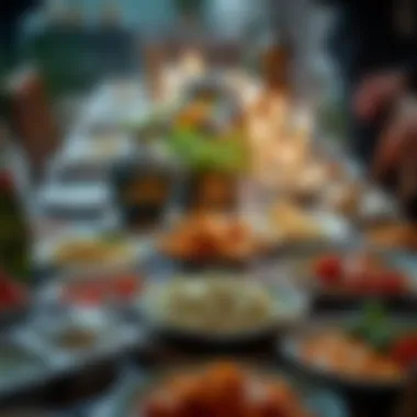 Traditional Iftar Table A beautifully arranged iftar table showcasing traditional dishes