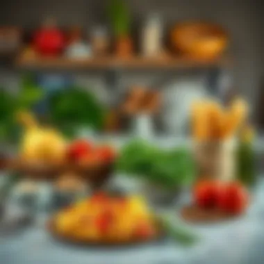 Ingredients for Refika Mozaik Pasta displayed artfully on a kitchen counter