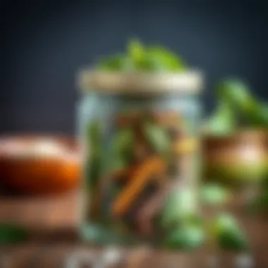 Dried basil in a glass jar