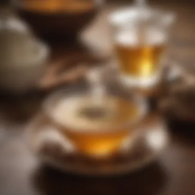 Elegant Cumin Tea Presentation Elegant presentation of cumin tea in a traditional setting